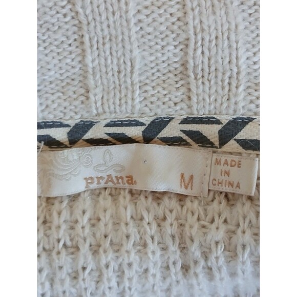 Prana Women’s Ivory Ribbed Knit Yunna Cardigan Oversize Medium Zipper Shawl Neck - Picture 16 of 16